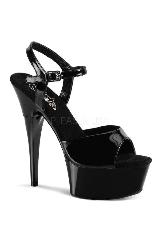 Women's Strappy Heeled Sandals with Ankle Strap in Nude for a Chic and Versatile Look CAPTIVA-609 Platform Sandal  | Black Patent