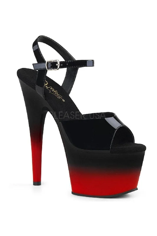Plus Size Women's Peep - Toe Heeled Sandals with Block Heel in Navy for a Classic and Versatile Office - Appropriate Pair ADORE-709BR-H Platform Sandal  | Black Patent