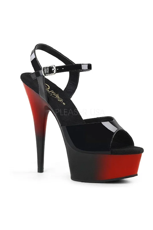 Plus Size Women's Peep - Toe Heeled Sandals with Block Heel in Navy for a Classic and Versatile Office - Appropriate Pair DELIGHT-609BR Platform Sandal  | Black Patent