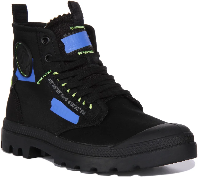 women's ankle boots with perforationsPalladium Pampa Hi In Blue Black