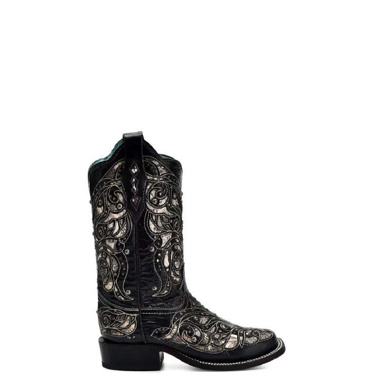 women's cowboy boots with exotic skinsCorral Womens Square Toe Inlay Black Python 11.5in Cowboy Boots women's cowboy boots with exotic skinsCorral Womens Square Toe Inlay Black Python 11.5in Cowboy Boots