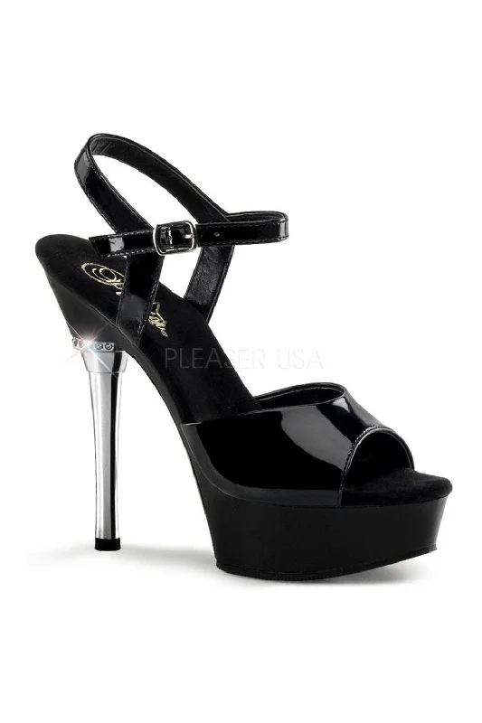 Plus Size Women's Peep - Toe Heeled Sandals with Block Heel in Navy for a Classic and Versatile Office - Appropriate Pair ALLURE-609 Platform Sandal  | Black Patent
