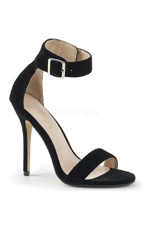 Women's Snake Print Heeled Sandals with Platform and Open Toe in Black and Gold for a Sexy and Trendy Vibe AMUSE-10 Sandal  | Black Velvet