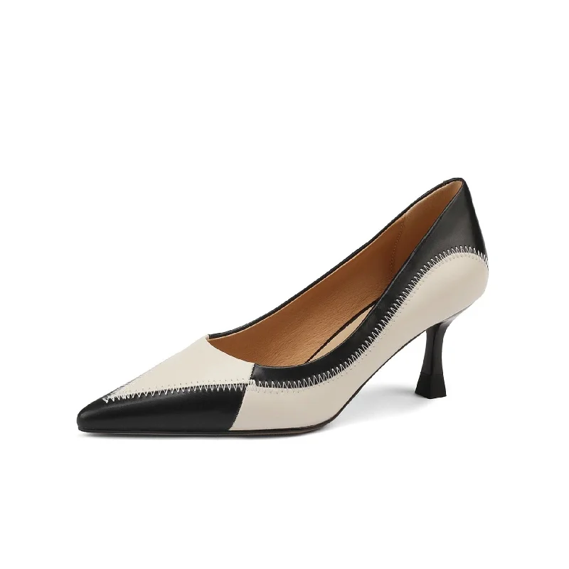 Women's mesh - paneled stiletto heel pumps for breathability TinaCus Women's Pointed Toe Multicolor Genuine Leather Handmade Stiletto Mid Heel Trendy Pumps Shoes