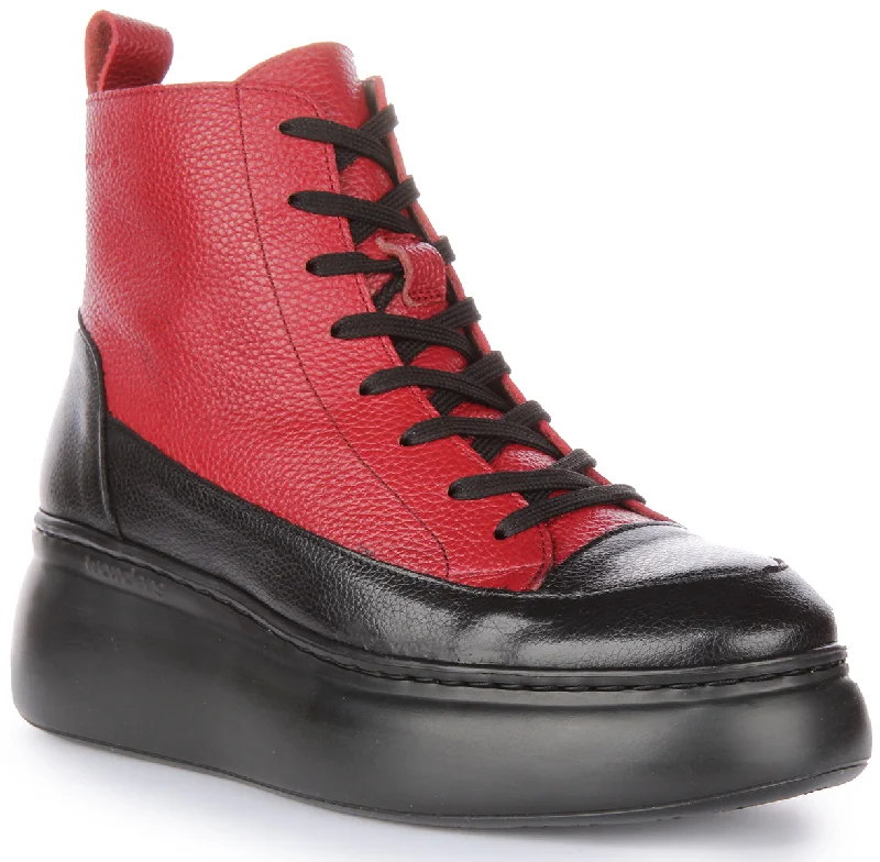 women's ankle boots for wide calvesWonders Maya In Red Black For Women