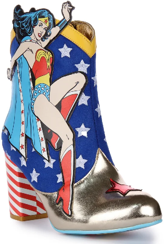 women's ankle boots with hidden wedgeIrregular Choice Stronger Together In Wonderwomen X Superman women's ankle boots with hidden wedgeIrregular Choice Stronger Together In Wonderwomen X Superman