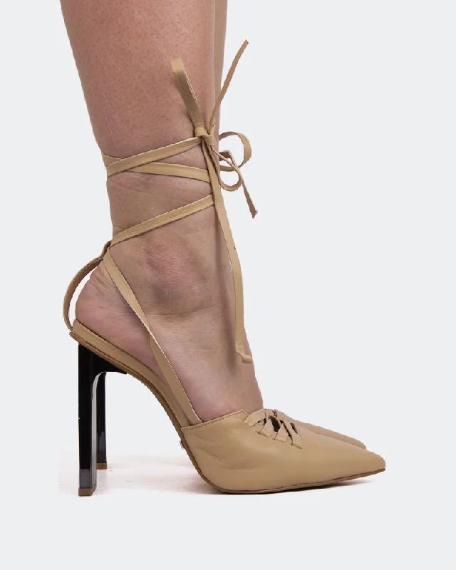 Women's tassel - adorned stiletto heel pumps for a bohemian touch Amos Camel Leather Women's tassel - adorned stiletto heel pumps for a bohemian touch Amos Camel Leather
