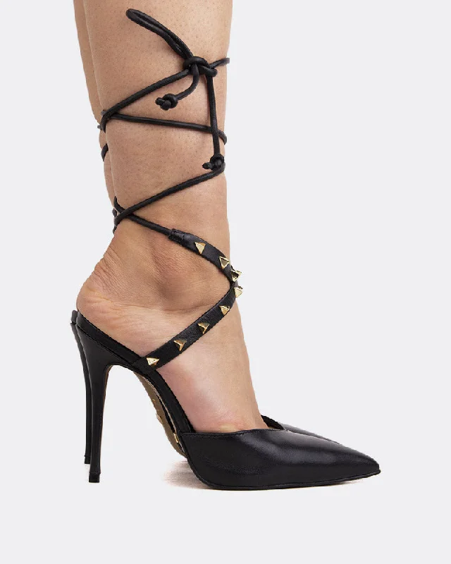 Women's non - slip stiletto heel pumps for safety on slippery floors Naomie Black Leather Women's non - slip stiletto heel pumps for safety on slippery floors Naomie Black Leather