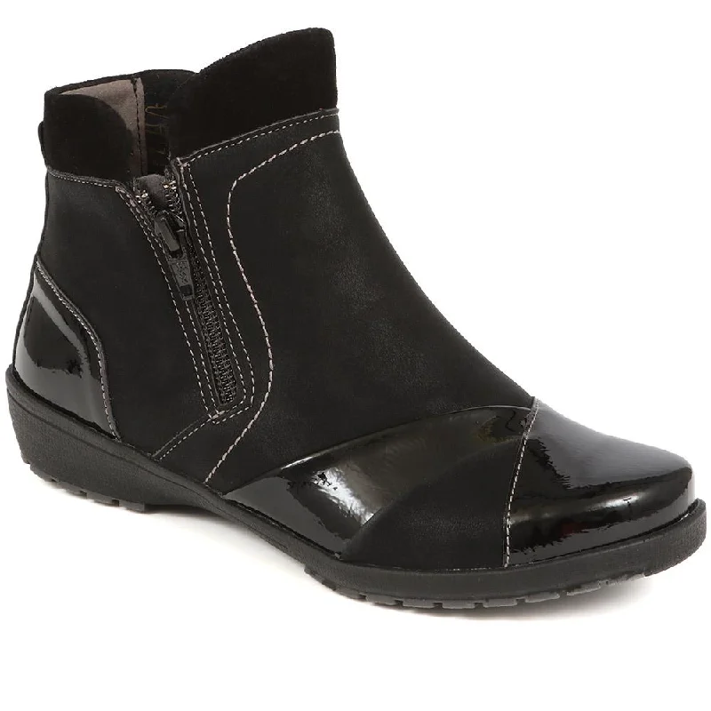 women's ankle boots with elastic sidesPatent Accented Ankle Boots - CAL38009 / 324 437 women's ankle boots with elastic sidesPatent Accented Ankle Boots - CAL38009 / 324 437