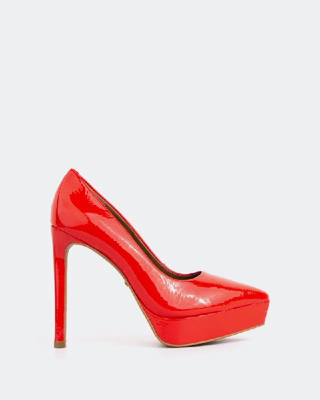 Women's non - slip stiletto heel pumps for safety on slippery floors Bellea Red Naplack