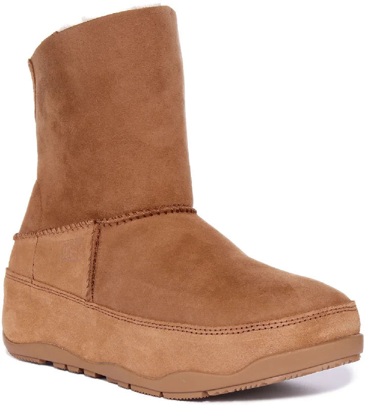 women's ankle boots with block heelsFitflop Original Mukluk In Light Tan For Women