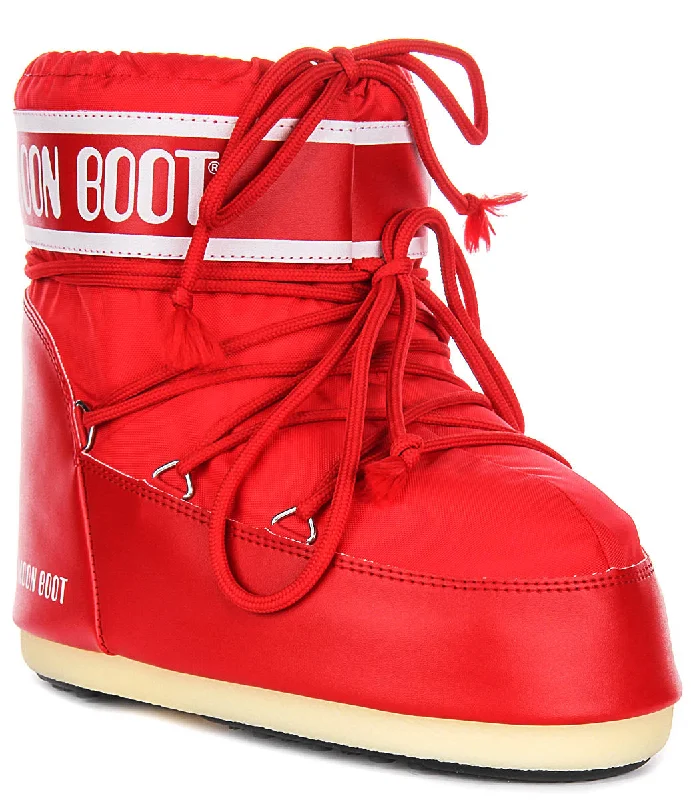 women's ankle boots for special occasionsMoon Boot Icon Low Nylon In Red For Women
