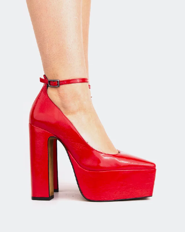 Women's patent leather stiletto heel pumps with a high - shine finish Lacey Red Leather Women's patent leather stiletto heel pumps with a high - shine finish Lacey Red Leather