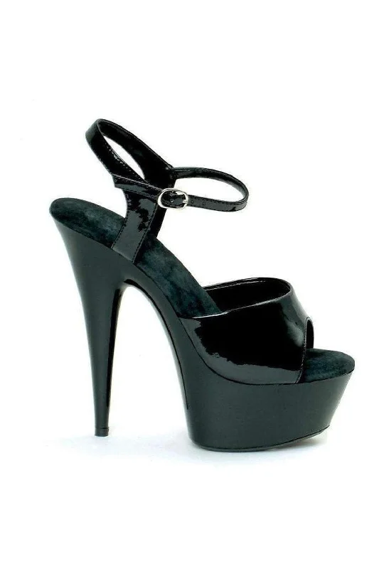 Women's Beaded Heeled Sandals with Strappy Design in White for a Romantic and Feminine Wedding Guest Outfit 609-JULIET Platform Sandal  | Black  Patent