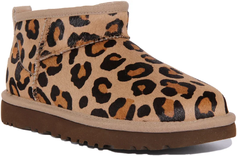 women's flat ankle bootsUgg Australia Ultra Mini In Leopard For Women