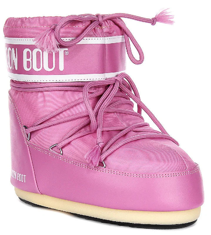 women's ankle boots with perforationsMoon Boot Icon Low Nylon In Pink For Women