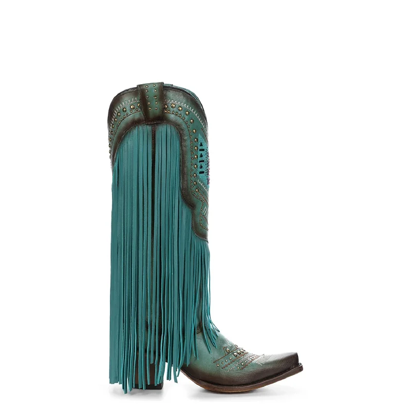 women's cowboy boots with lace-up detailCorral Womens Crystal Embroidery Fringe Snip Turquoise Lamb 14in Cowboy Boots women's cowboy boots with lace-up detailCorral Womens Crystal Embroidery Fringe Snip Turquoise Lamb 14in Cowboy Boots