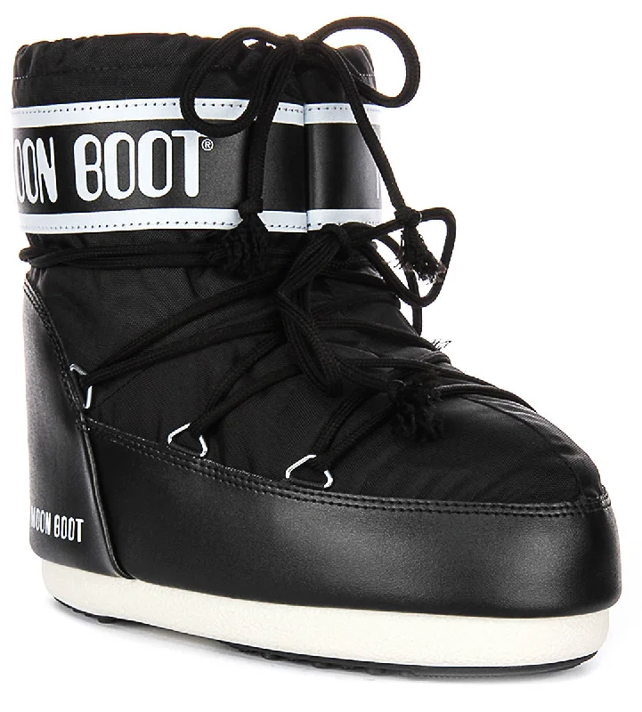 women's platform ankle bootsMoon Boot Icon Low Nylon In Black For Women