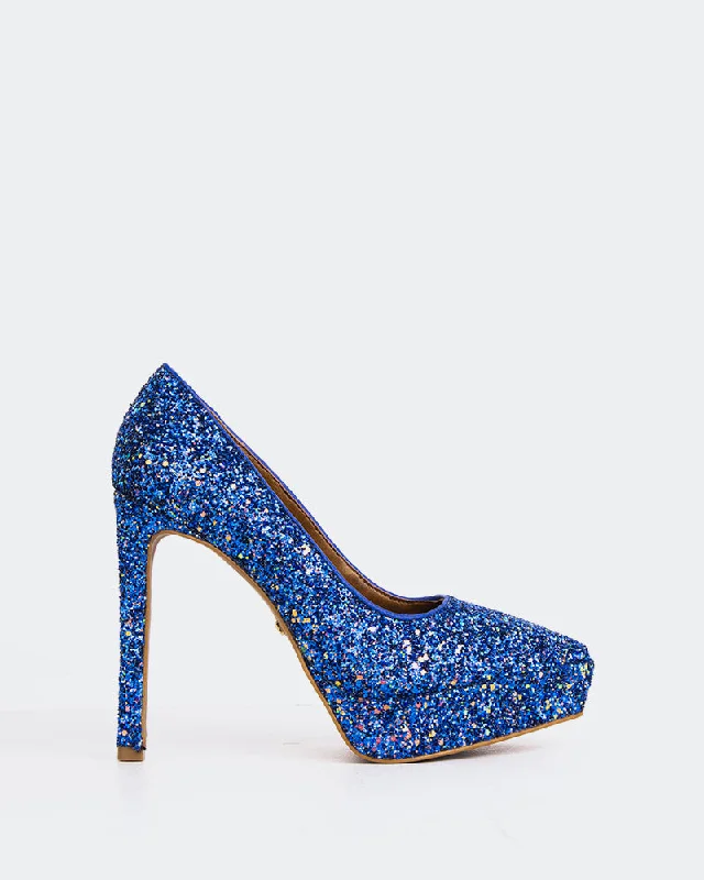 Women's metallic leather stiletto heel pumps with a reflective surface Bellea Blue Multi Holo Women's metallic leather stiletto heel pumps with a reflective surface Bellea Blue Multi Holo