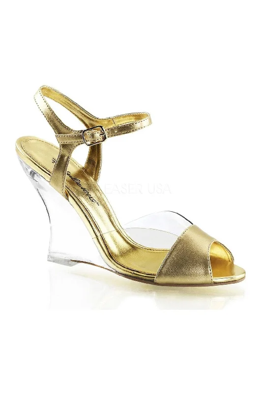 Women's Platform Heeled Sandals with Open Toe in Black for a Stylish and Comfortable Summer Pair LOVELY-442 Sandal | Clear Faux Leather