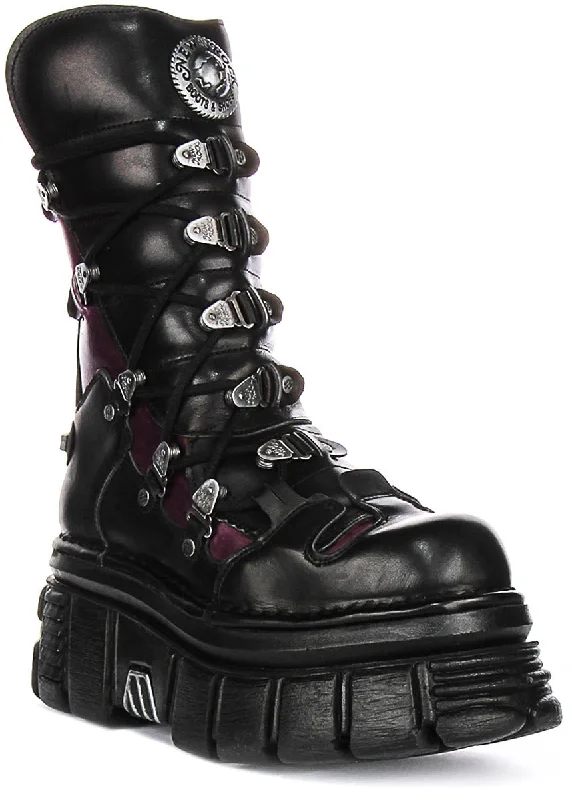 women's ankle boots with zippersNewrock 203 Tower In Black Purple Boots