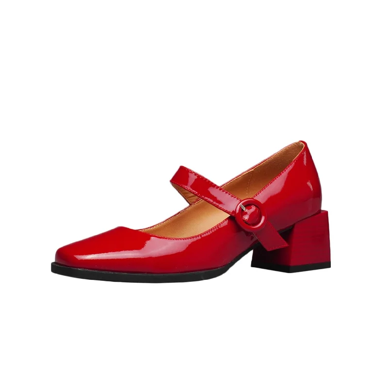 Women's ankle - strap stiletto heel pumps with a cut - out detail TinaCus Handmade Women's Patent Leather Square Toe Buckle Low Chunky Heel Mary Janes Pumps Shoes Women's ankle - strap stiletto heel pumps with a cut - out detail TinaCus Handmade Women's Patent Leather Square Toe Buckle Low Chunky Heel Mary Janes Pumps Shoes