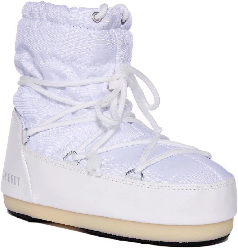 women's ankle boots with bow detailsMoon Boot Nylon Low In White For Women