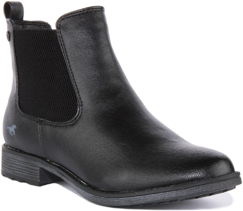 women's ankle boots with metallic finishMustang 1265-527 In Black For Women