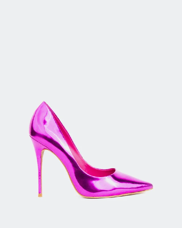 Women's platform stiletto heel pumps with a chunky sole Teeva Pink Mirror