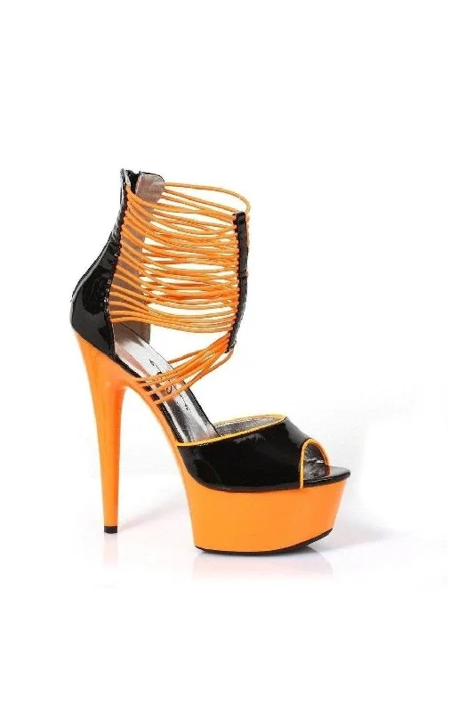 Women's Strappy Heeled Sandals with Ankle Strap in Nude for a Chic and Versatile Look 609-ADORE Platform Sandal  | Orange Patent