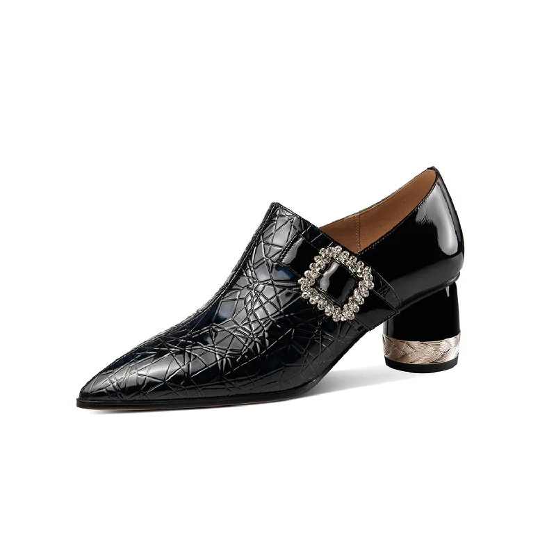 Women's office - appropriate stiletto heel pumps with a low - heel option TinaCus Pointed Toe Patent Leather Handmade Zipper with Buckle Mid Cone Heels Women's Pumps Women's office - appropriate stiletto heel pumps with a low - heel option TinaCus Pointed Toe Patent Leather Handmade Zipper with Buckle Mid Cone Heels Women's Pumps