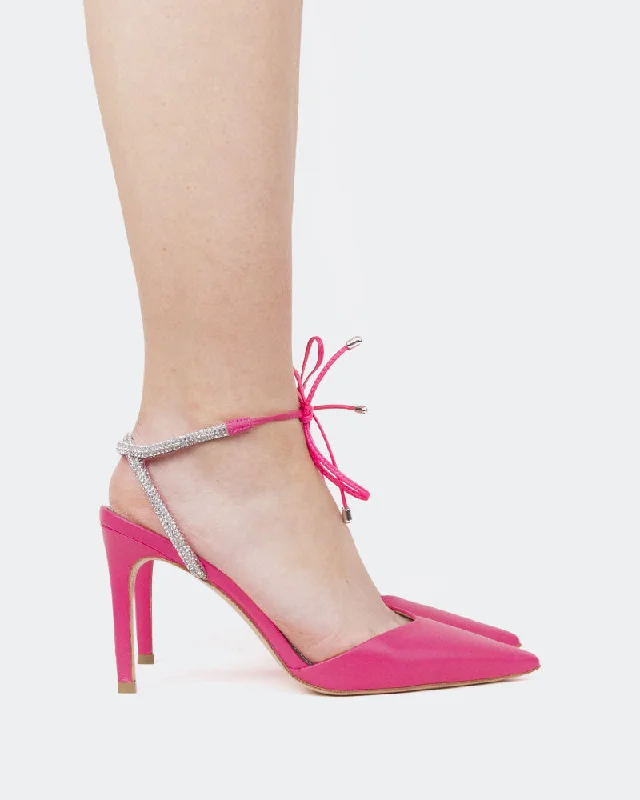 Women's metallic leather stiletto heel pumps with a reflective surface Candela Pink Leather Women's metallic leather stiletto heel pumps with a reflective surface Candela Pink Leather
