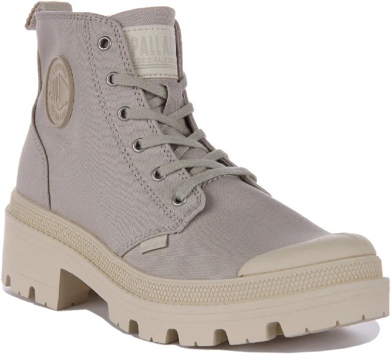 women's ankle boots with round toePalladium Pallabase Twill In Beige For Women