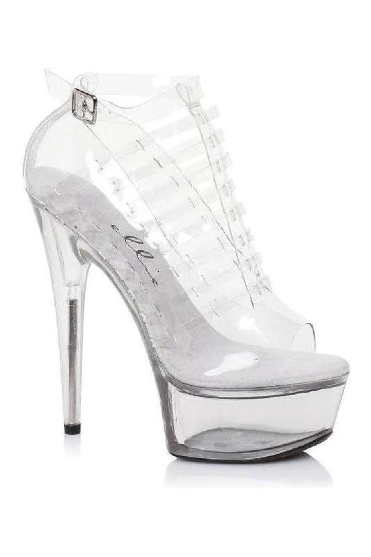 Women's tassel - adorned stiletto heel pumps for a bohemian touch 609-AMBER Platform Pump  | Clear Vinyl
