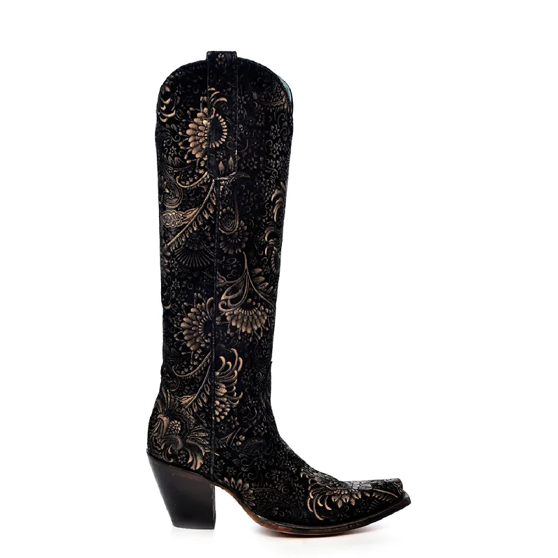 women's cowboy boots for dressy occasionsCorral Womens Gold Stamped Floral Snip Toe Black Cowhide 16in Cowboy Boots women's cowboy boots for dressy occasionsCorral Womens Gold Stamped Floral Snip Toe Black Cowhide 16in Cowboy Boots