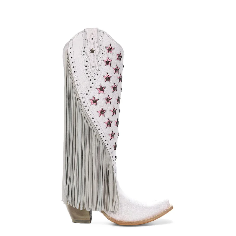 women's cowboy boots with elastic sidesCorral Womens Stars Inlay Lamb Fringe White Cowhide 15.5in Cowboy Boots women's cowboy boots with elastic sidesCorral Womens Stars Inlay Lamb Fringe White Cowhide 15.5in Cowboy Boots