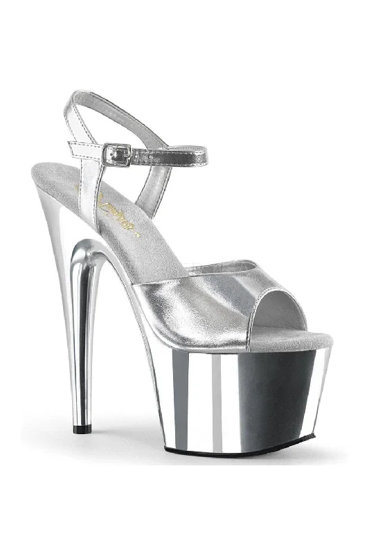 Women's Beaded Heeled Sandals with Strappy Design in White for a Romantic and Feminine Wedding Guest Outfit ADORE-709 Platform Sandals | Silver Faux Leather Women's Beaded Heeled Sandals with Strappy Design in White for a Romantic and Feminine Wedding Guest Outfit ADORE-709 Platform Sandals | Silver Faux Leather