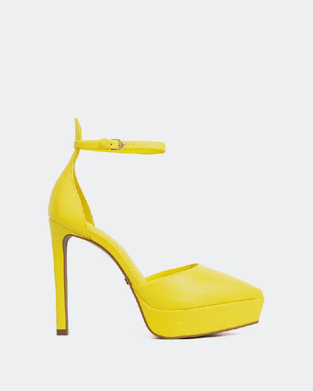 Women's non - slip stiletto heel pumps for safety on slippery floors Charmed Yellow Leather Women's non - slip stiletto heel pumps for safety on slippery floors Charmed Yellow Leather