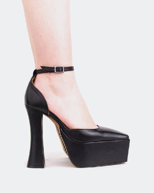 Women's genuine leather stiletto heel pumps with a soft finish Cabaret Black Leather/Cuir Noir Women's genuine leather stiletto heel pumps with a soft finish Cabaret Black Leather/Cuir Noir