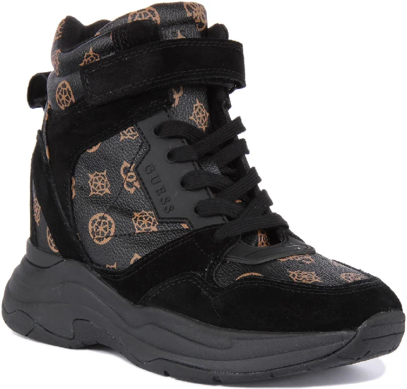 women's ankle boots for casual wearGuess Orlando Wedge Sneaker In Black Brown For Women