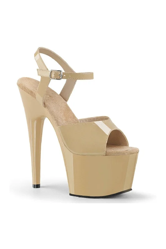 Women's Floral - Embroidered Heeled Sandals with Stiletto Heel in Multicolor for a Vibrant and Eye - Catching Outfit ADORE-709 Platform Sandal  | Bone Patent
