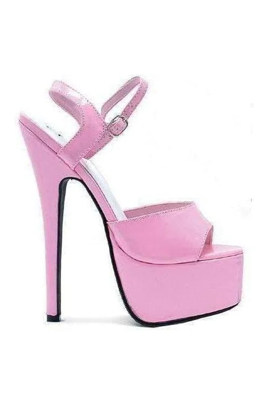 Women's Platform Heeled Sandals with Open Toe in Black for a Stylish and Comfortable Summer Pair 652-JULIET Platform Sandal  | Pink Patent