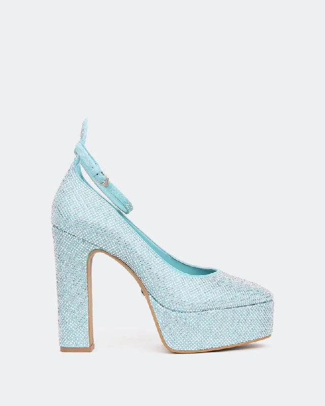 Women's padded - insole stiletto heel pumps for added comfort Jayne, Turquoise Suede/Suède Tur.