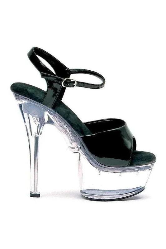 Plus Size Women's Gladiator - Style Heeled Sandals with Multiple Straps in Tan for a Boho - Inspired Ensemble 609-JULIET Platform Sandal  | Black Patent