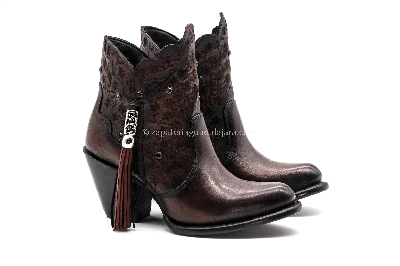 women's ankle boots with floral design3688306 XIMENA BOVINE LEATHER BURGUNDY