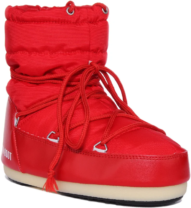 women's ankle boots with over-the-knee lookMoon Boot Nylon Low In Red For Women