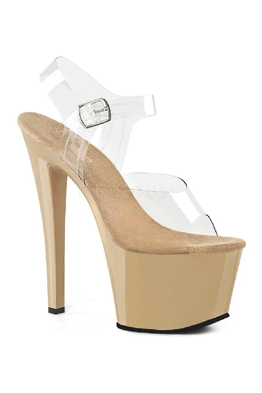 Women's Platform Heeled Sandals with Open Toe in Black for a Stylish and Comfortable Summer Pair SKY-308 Platform Sandals | Clear Vinyl Women's Platform Heeled Sandals with Open Toe in Black for a Stylish and Comfortable Summer Pair SKY-308 Platform Sandals | Clear Vinyl