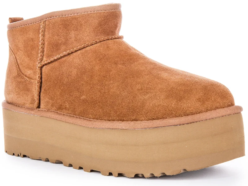 women's combat ankle bootsUgg Australia Classic Ultra Mini Platform In Chestnut For Women