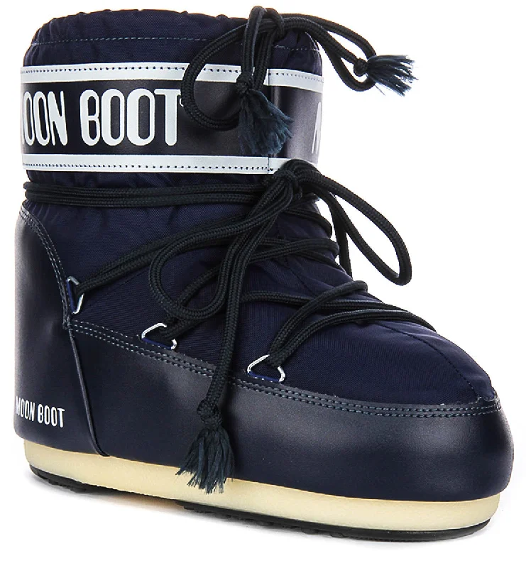 women's ankle boots for wide calvesMoon Boot Icon Low Nylon In Blue For Women