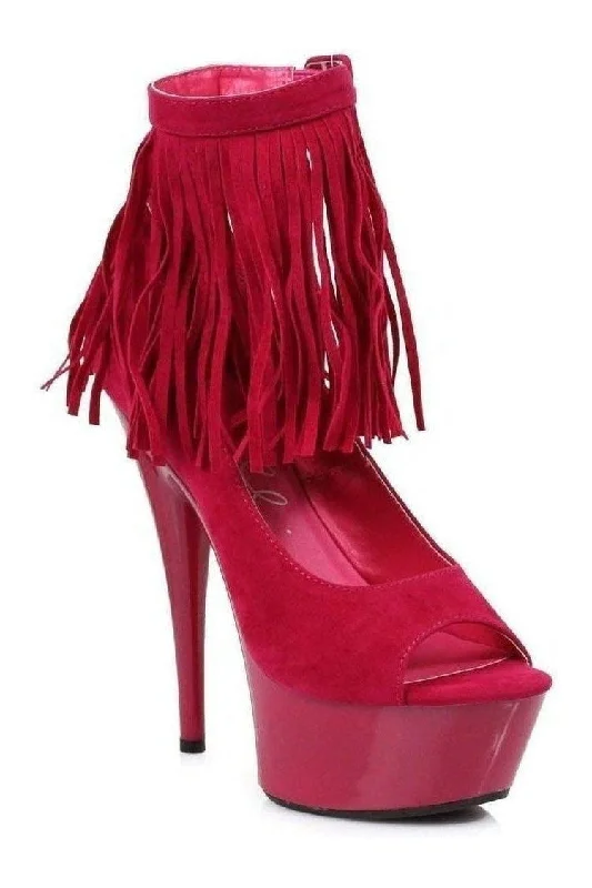 Women's ankle - strap stiletto heel pumps with a cut - out detail 609-APONI Platform Pump | Fuchsia Velvet Women's ankle - strap stiletto heel pumps with a cut - out detail 609-APONI Platform Pump | Fuchsia Velvet